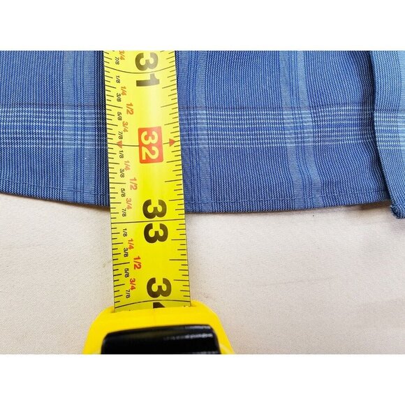 Calvin Klein 17-17.5 34-35 XL Mens Blue Check Regular Fit Wrinkle Free Stretch - Picture 8 of 10